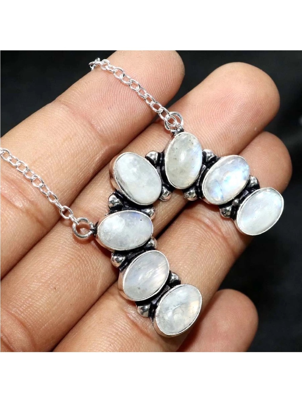New! Naja Squash Blossom Horseshoe Boho Western Moonstone Gemstone Necklace
